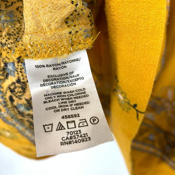 Loft Outlet Boho Sleeveless Dress Womens Size Small Golden Yellow Floral Print - Picture 6 of 6